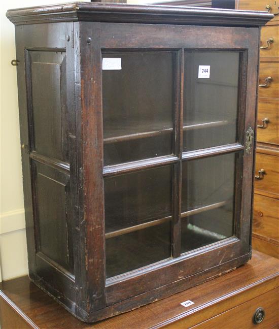 Small Georgian glazed oak wall cupboard(-)